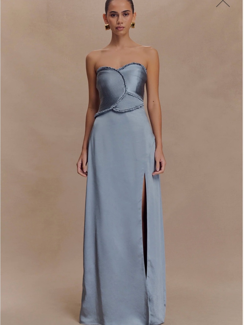 BRAND NEW, NEVER WORN: Meshki Strapless Powder Blue Sculpted Bodice Gown